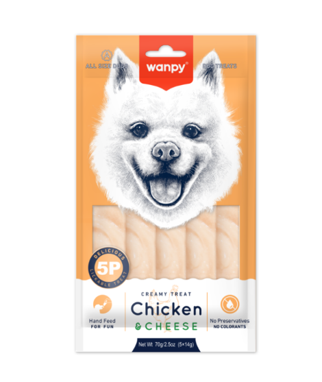 Picture of Wanpy Creamy Lickable Dog Treats - Chicken & Cheese 14g