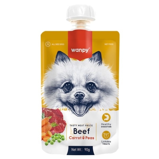 Picture of Wanpy Tasty Meat Paste for Dogs – Beef, Carrot & Peas Flavour (90g)