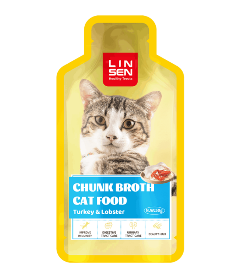 Picture of Linsen Chunk Broth Cat Food – Turkey & Lobster Flavor  50g  (3-Pack)