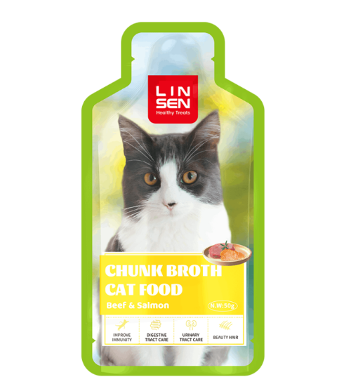 Picture of Linsen Chunk Broth Wet Cat Food – Beef & Salmon Flavor  80g  (3-Pack)