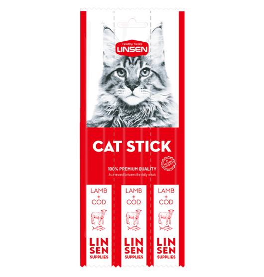 Picture of Linsen Premium Cat Treats Lamb and Cod Fish Sticks  17g  (3/Pack)