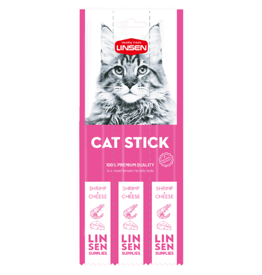 Picture of Linsen Cat Stick 100% Natural Treats Shrimp & Cheese Flavor  21g  (3/Pack)