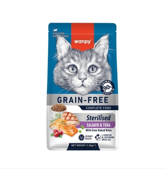 Picture of Wanpy Grain-Free Sterilised Salmon & Tuna Dry Cat Food  1.5kg