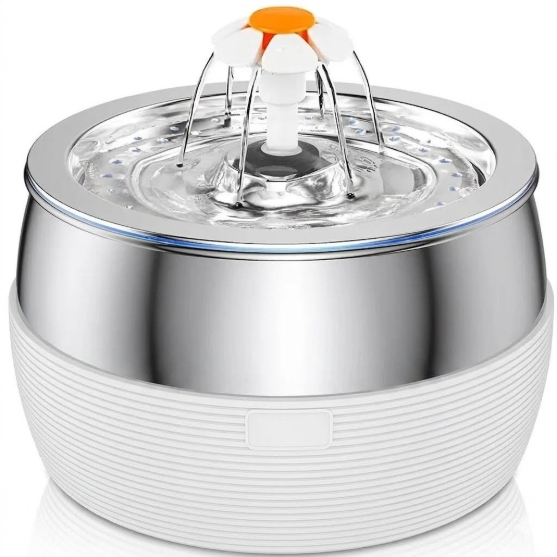 Picture of HydroFlow 3L Stainless Steel Automatic Pet Water Fountain White