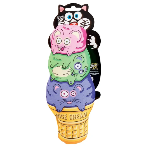 Picture of Fat Cat Kitty Kickz Mice Cream Cone Catnip Kicker Toy