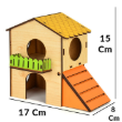 Picture of Multi-Level Wooden Hamster Hideout House with Climbing Ramp & Balcony