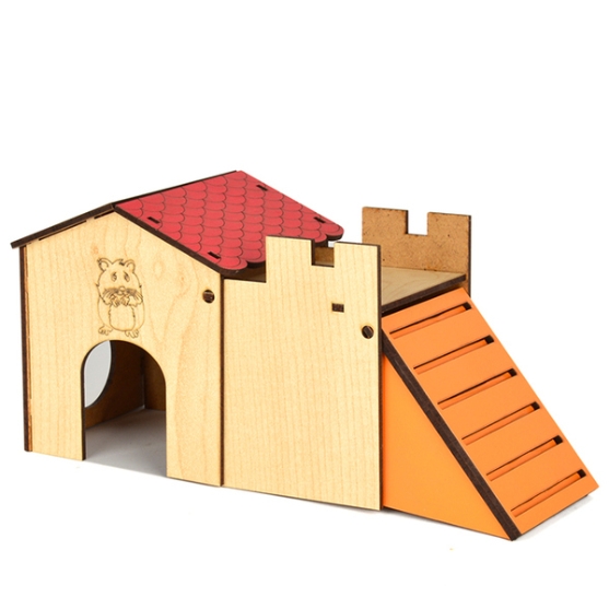 Picture of Flip Pet Single-Story Wooden Hamster House and Activity Castle