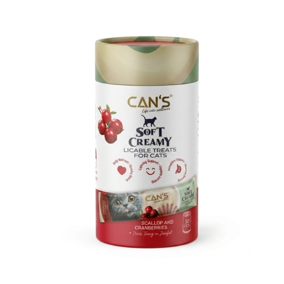 Picture of CAN'S Soft Creamy Lickable Cat Treats (Scallop & Cranberry, 30-Pack)