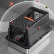 Picture of Stainless Steel Cat Litter Box with Odor Control Filter & Paw Cleaning Mat (61cm - Space Grey)