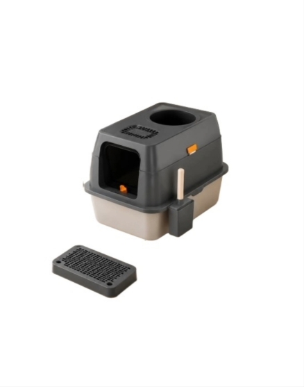Picture of Premium Enclosed Stainless Steel Cat Litter Box with Dual Entry