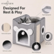 Picture of Multifunctional Foldable Cat Cube House Bed with Scratch Board & Plush Toy