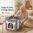 Picture of Multifunctional Foldable Cat Cube House Bed with Scratch Board & Plush Toy