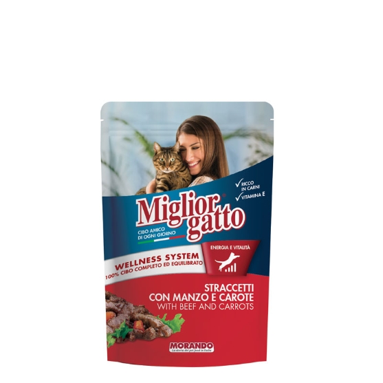 Picture of Morando Migliorgatto  Strips with Beef & Carrots 100g (12/ Pack)