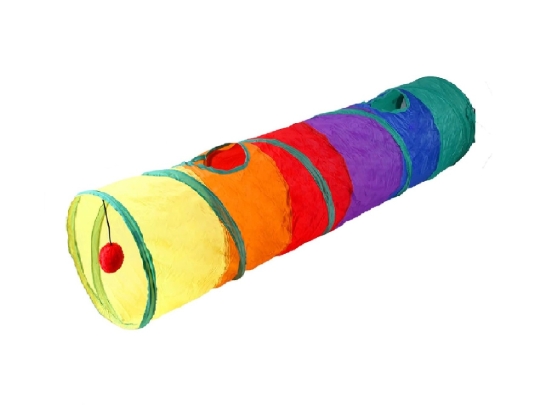 Picture of Collapsible Rainbow Pet Tunnel with Hanging Plush Ball 120cm