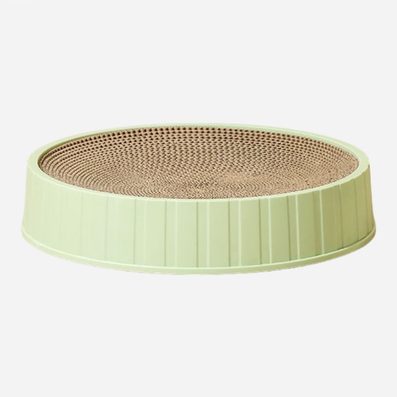 Picture of Round Corrugated Cardboard Cat Scratcher Lounge Bowl Bed (37cm, Pastel Green)
