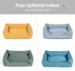Picture of Classic Square Washable Dog Bed – Light Blue & Yellow Trim (60cm)