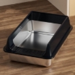 Picture of Open Stainless Steel Cat Litter Box with Splash Guard & Anti-Tracking Entry Step 60x 35 cm