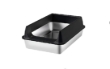 Picture of Open Stainless Steel Cat Litter Box with Splash Guard & Anti-Tracking Entry Step 60x 35 cm
