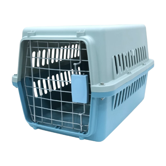 Picture of Compact Blue Plastic Pet Carrier with Metal Door