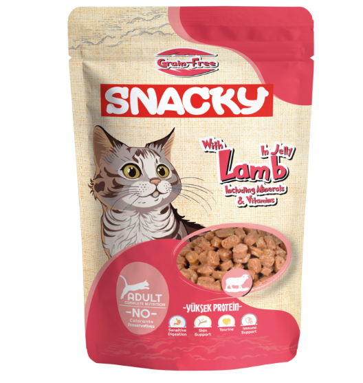 Picture of Snacky Grain-Free Adult Wet Cat Food – Lamb in Jelly  100g (12-Pack)