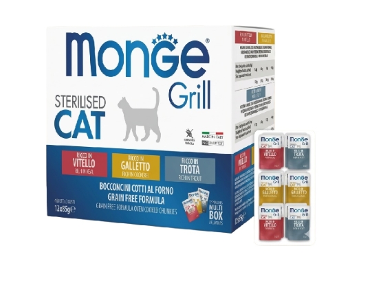 Picture of MONGE GRILL MIX CSTER ROOST/VEAL/TROUT  85g (12/Pack)