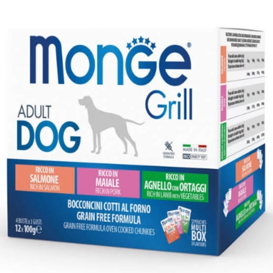 Picture of Monge Grill  Multi Box   Salmon, Pork, Lamb & Vegetables 85g (12/Pack)