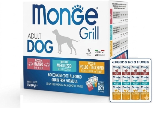 Picture of Monge Grill Multi-Box  Beef Codfish Chicken & Turkey 100g (12/Pack)