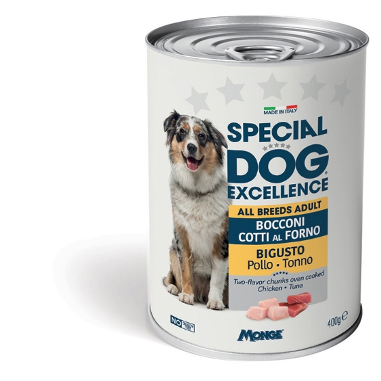 Picture of Monge special All Breeds Adult Two-Flavor Chunks Oven Cooked Chicken&Tuna  400g  (12/Pack)