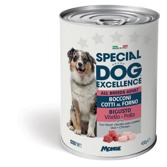 Picture of Special Dog Excellence All Breeds Adult Two-Flavor Chunks Oven Cooked Veal & Chicken 400g (12/Pack)