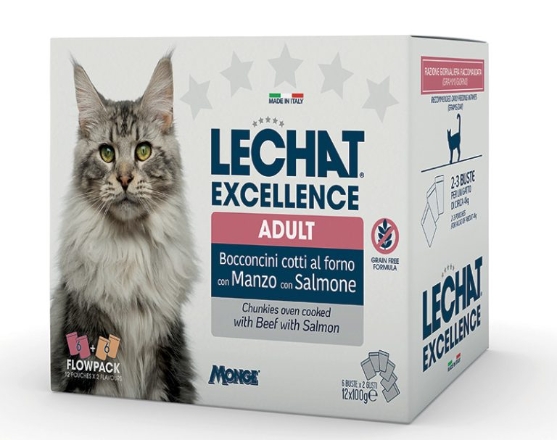 Picture of LeChat Excellence Adult Multipack Pouches Adult – Beef and Salmon   100 g (6/Pack)