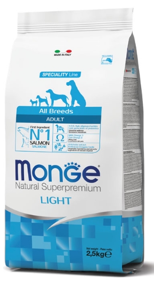 Picture of Monge Natural Superpremium All Breeds Adult Light Salmon with Rice 2.5 kg