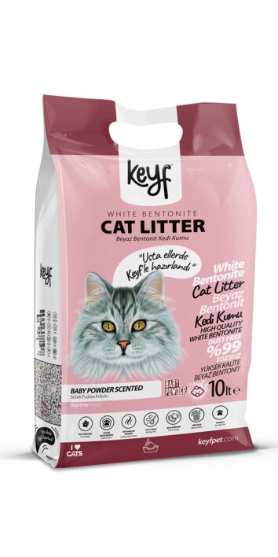 Picture of Keyf Premium White Bentonite Clumping Cat Litter – Baby Powder Scent (10L)