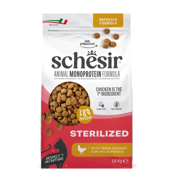 Picture of Schesir Animal Monoprotein Formula Sterilized Chicken Dry Cat Food – 1.5kg