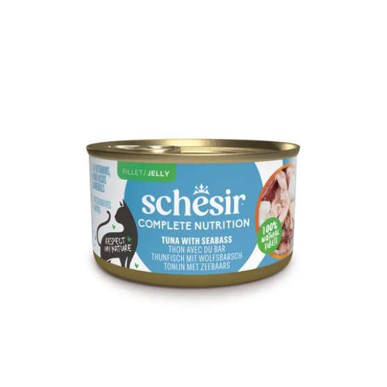 Picture of Schesir Complete Nutrition Tuna with Seabass in Jelly Wet Cat Food Can 85g