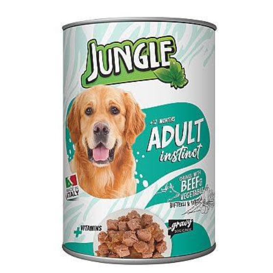 Picture of Jungle Adult Instinct Beef & Vegetables Wet Dog Food Chunks in Gravy  415g  (12/Pack)