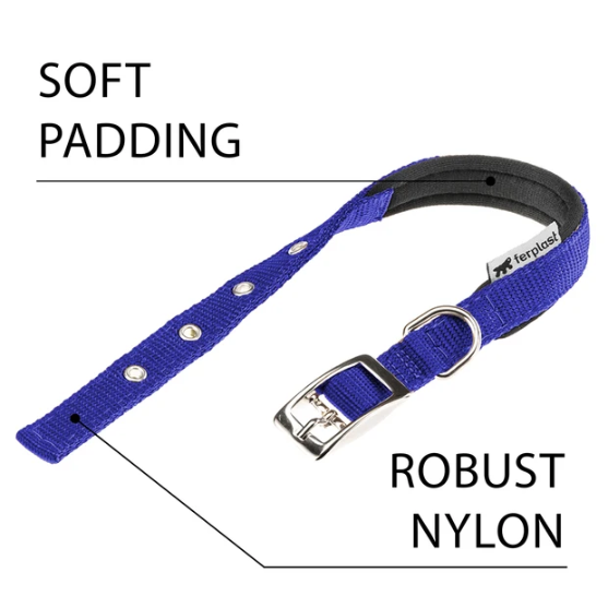 Picture of Ferplast Daytona Padded Nylon Dog Collar (C25/53) BLUE