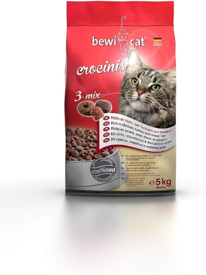 Picture of BEWI CAT Crocinis 3-Mix Sterilised Dry Cat Food  5 kg