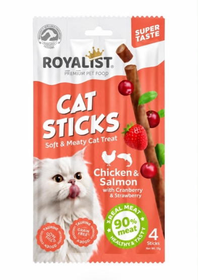 Picture of Royalist Cat Stick Treats- chicken and salmon – 4 Sticks
