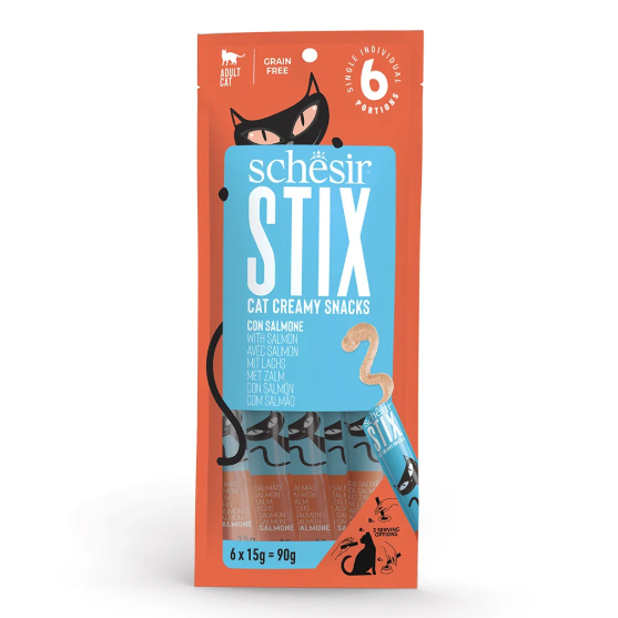 Picture of SCHESIR STIX CAT POUCH TREATS SALMON 6X15G